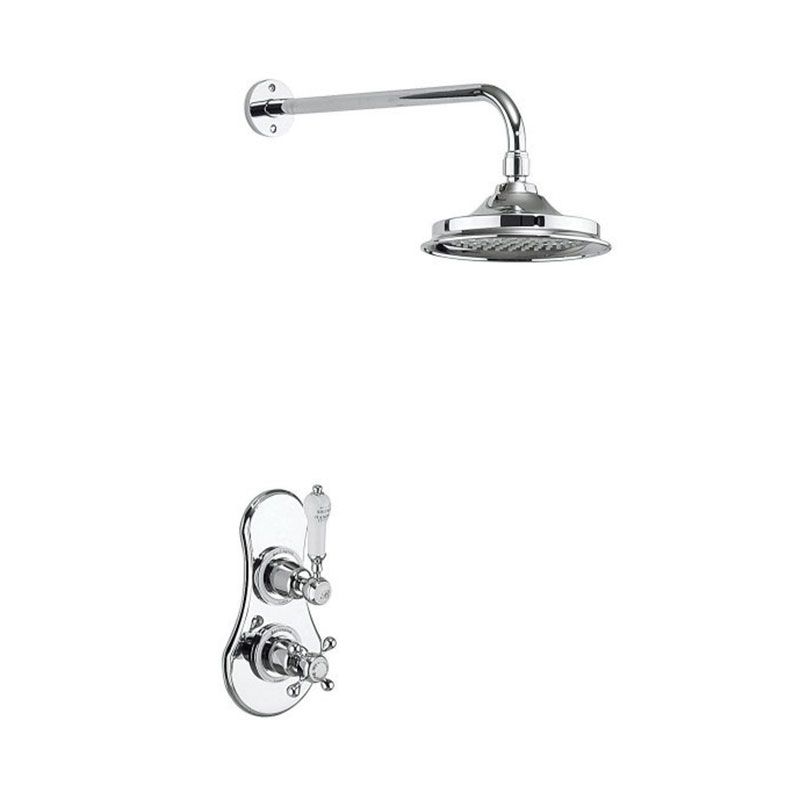 Burlington Severn Chrome Thermostatic Concealed Shower Valve Single Outlet & Fixed Shower Arm - VF1S - TAP 'N' SHOWER