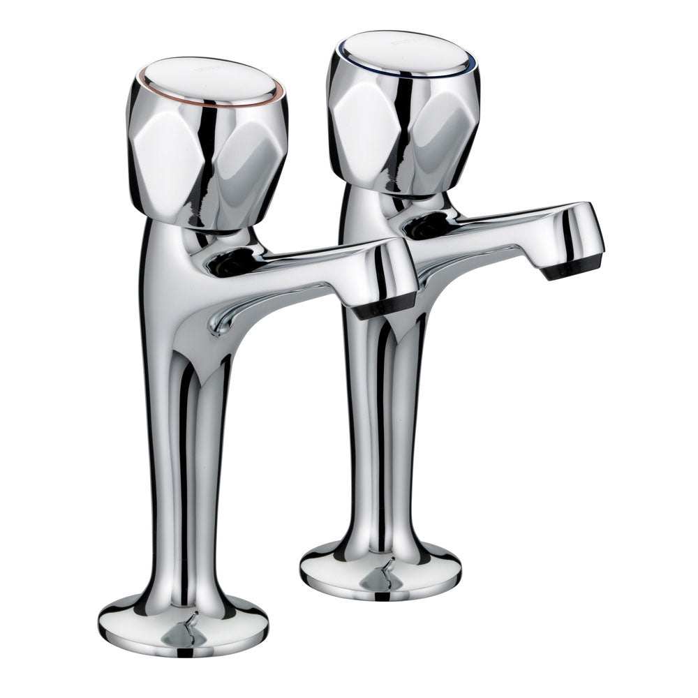 Bristan Value Club Modern High Neck Kitchen Sink Taps Pair - Chrome -