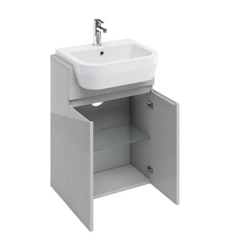 Britton MyHome Semi - recessed Basin Unit 600mm - Light Grey - AD37L - TAP 'N' SHOWER