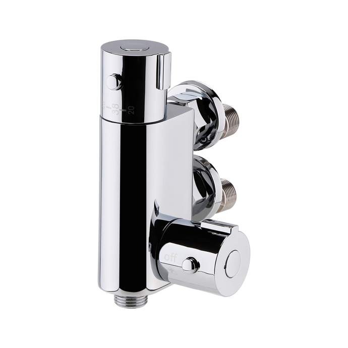 Nuie Bottom Outlet Vertical Thermostatic Bar Shower Valve - Chrome - V