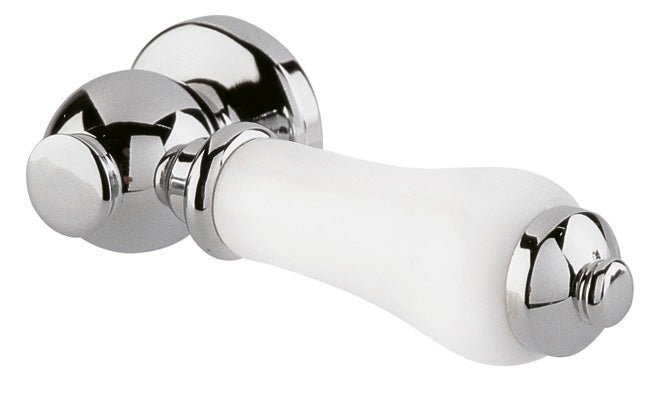 Launde Abbey Lever Handle for Close Coupled Low Level Cistern - Chrome/White - TAP 'N' SHOWER