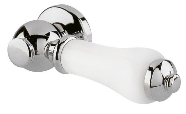 Launde Abbey Lever Handle for Close Coupled Low Level Cistern - Chrome/White - TAP 'N' SHOWER
