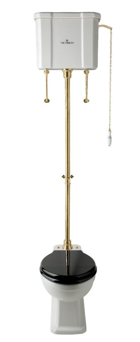 Launde Abbey Victrion High Level Flush Pipe Kit - Brushed Gold - TAP 'N' SHOWER