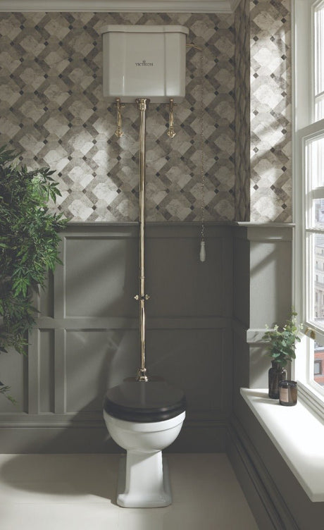 Launde Abbey Flushpipe High Level Toilet Flush Pipe Kit - Gold - TAP 'N' SHOWER