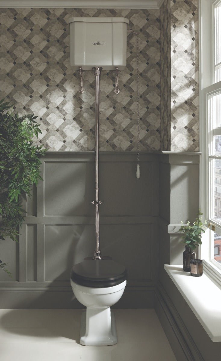 Launde Abbey Flushpipe High Level Toilet Flush Pipe Kit - Nickel - TAP 'N' SHOWER