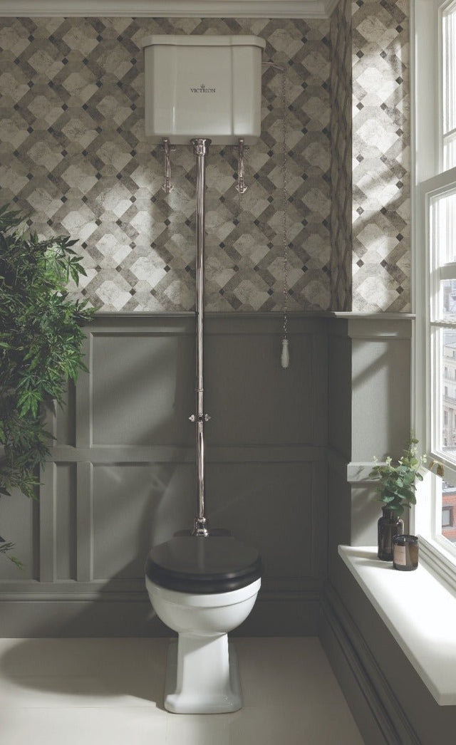 Launde Abbey Flushpipe High Level Toilet Flush Pipe Kit - Nickel - TAP 'N' SHOWER