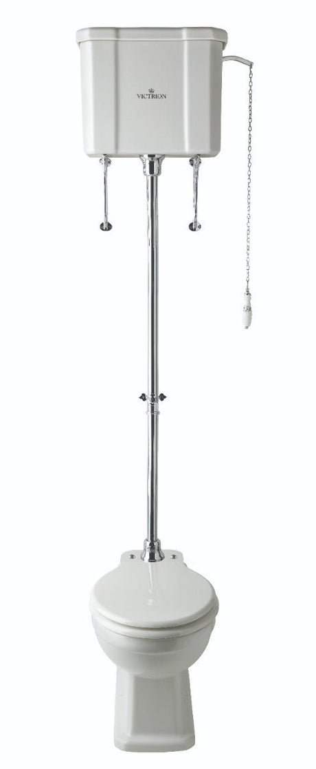 Launde Abbey Victrion Pan with High Level Cistern and Pipe - White - TAP 'N' SHOWER