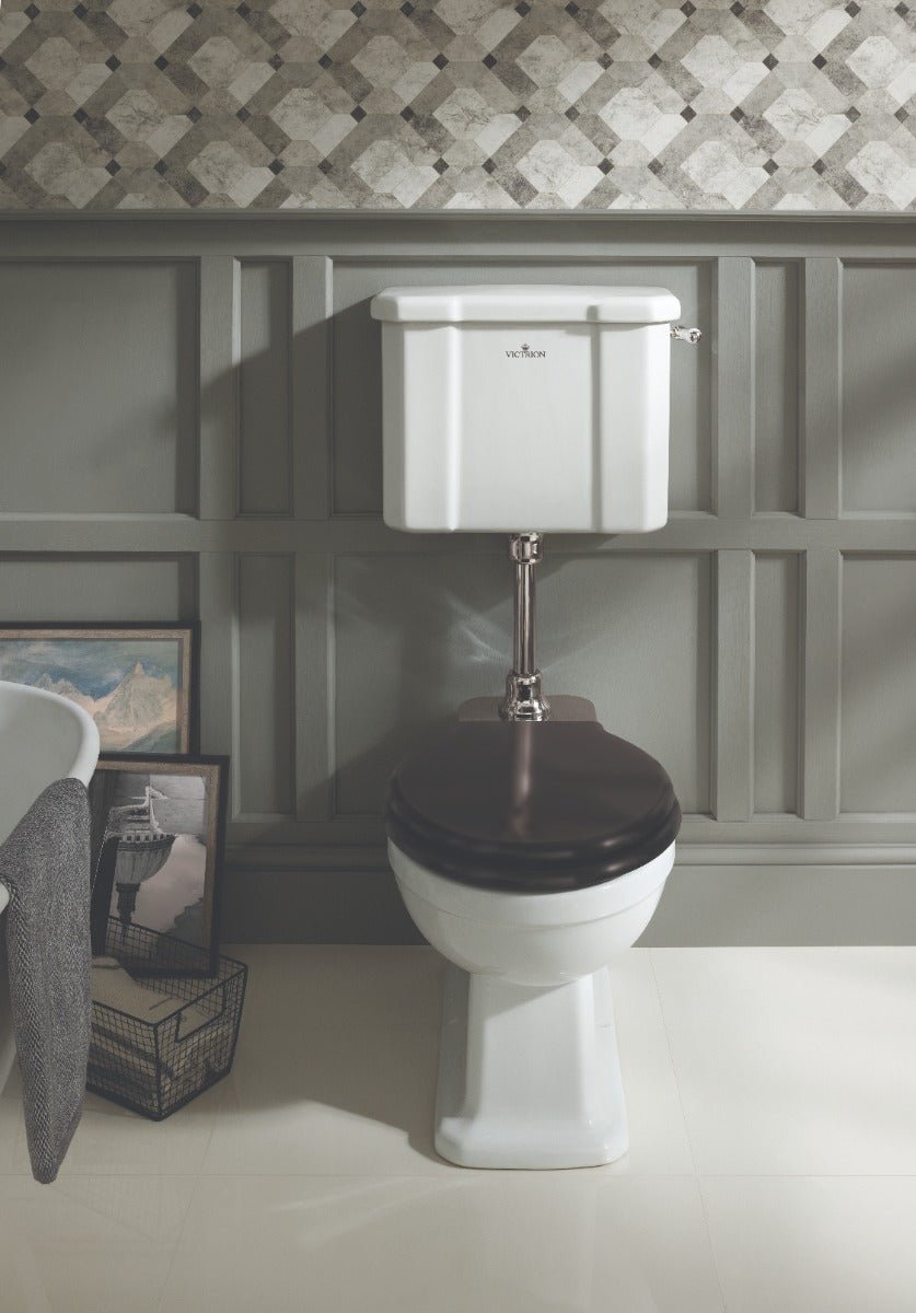 Launde Abbey Flushpipe Mid Height Toilet Flush Pipe Only - Nickel - TAP 'N' SHOWER