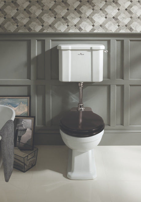 Launde Abbey Flushpipe Mid Height Toilet Flush Pipe Only - Nickel - TAP 'N' SHOWER