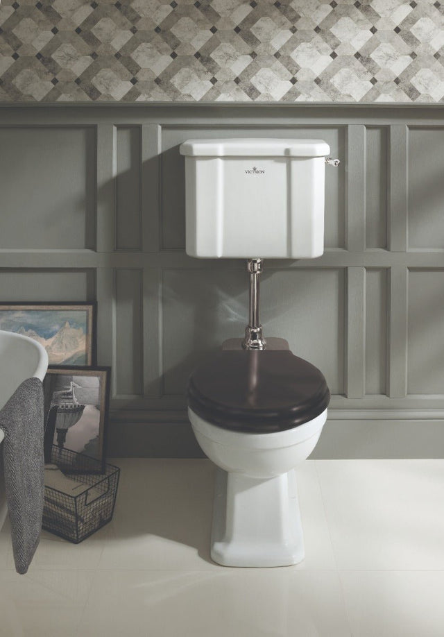 Launde Abbey Flushpipe Mid Height Toilet Flush Pipe Only - Nickel - TAP 'N' SHOWER