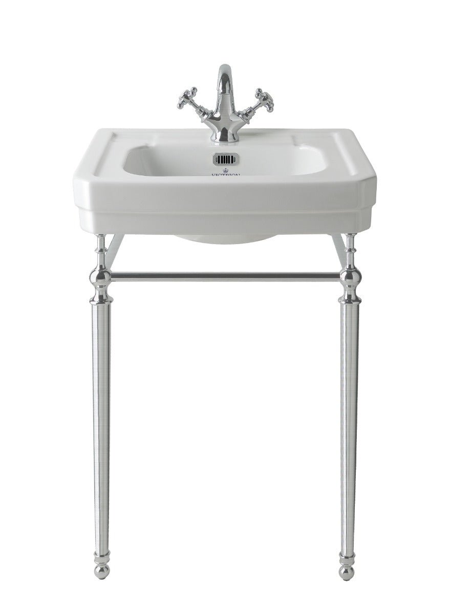 Launde Abbey Victrion Ornate Basin Stand 640 - Brushed Chrome - TAP 'N' SHOWER