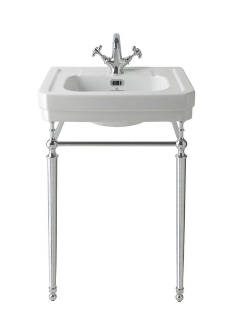 Launde Abbey Victrion Ornate Basin Stand 640 - Brushed Chrome - TAP 'N' SHOWER
