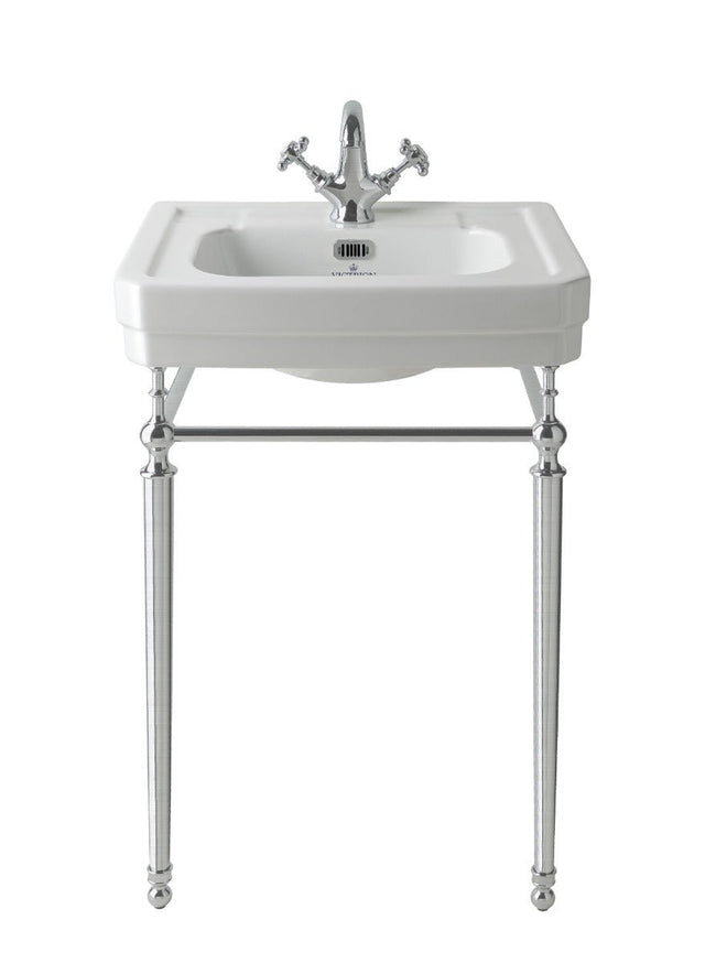 Launde Abbey Victrion Ornate Basin Stand 640 - Brushed Chrome - TAP 'N' SHOWER