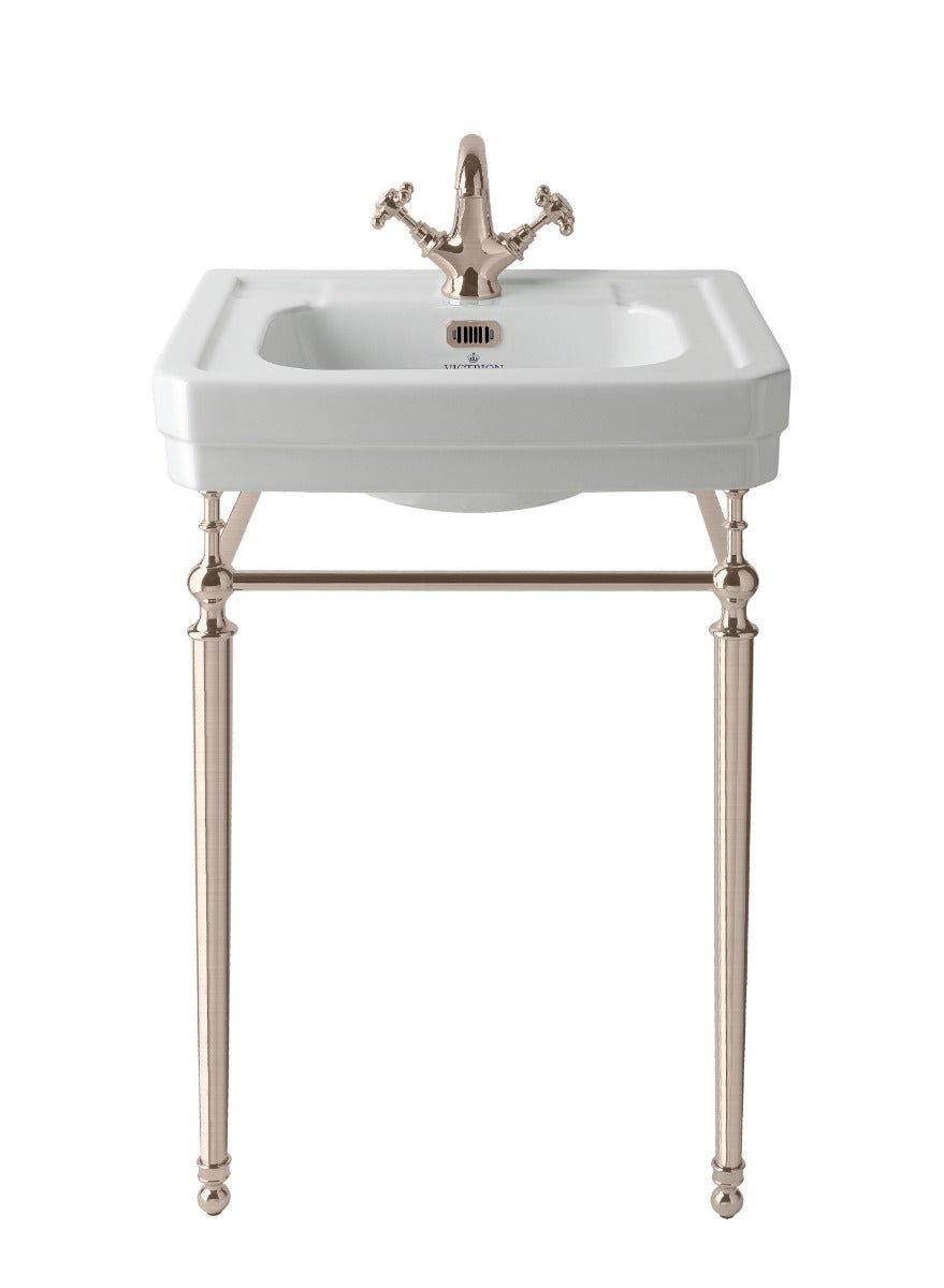 Launde Abbey Victrion Ornate Basin Stand 640 - Brushed Nickel - TAP 'N' SHOWER