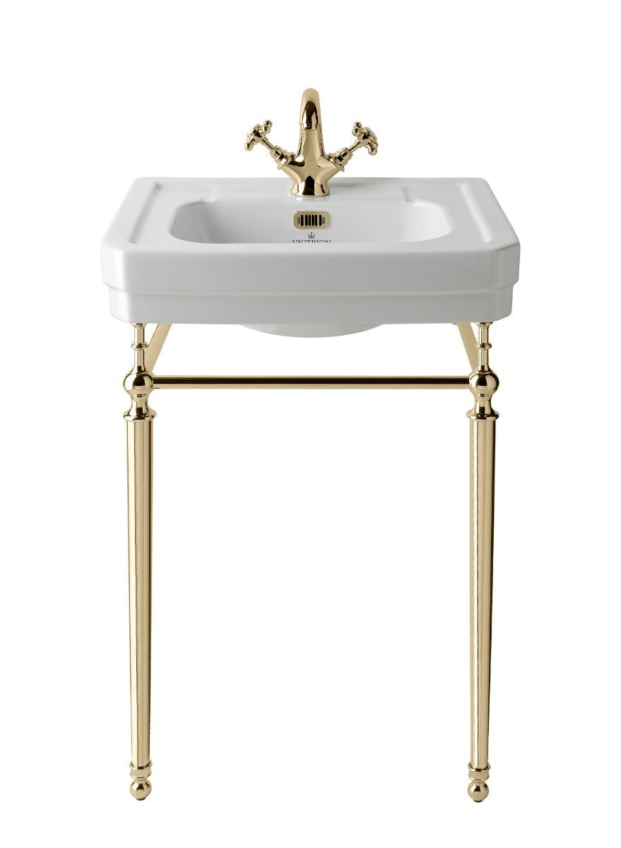 Launde Abbey Victrion Ornate Basin Stand 640 - Gold - TAP 'N' SHOWER
