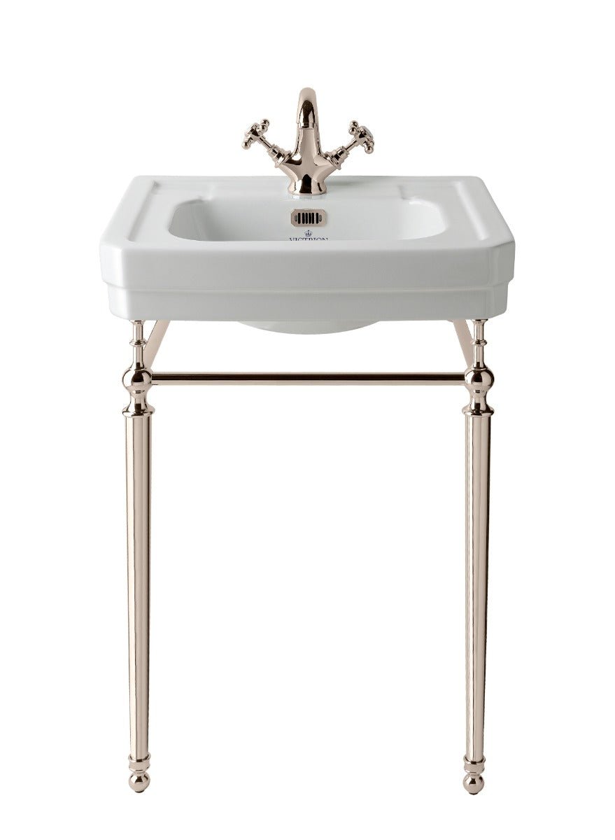 Launde Abbey Victrion Ornate Basin Stand 640 - Nickel - TAP 'N' SHOWER