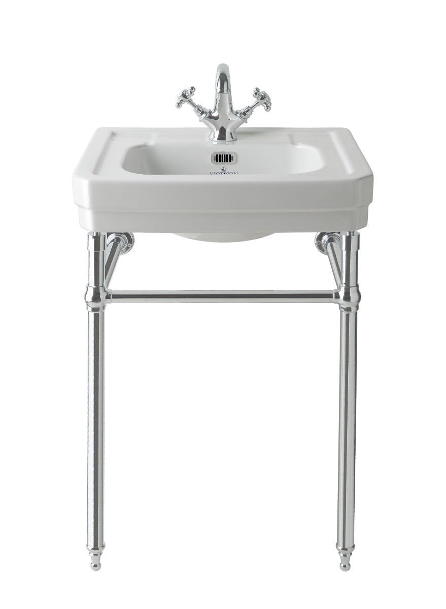 Launde Abbey Basin Stand Plain - Brushed Chrome - TAP 'N' SHOWER