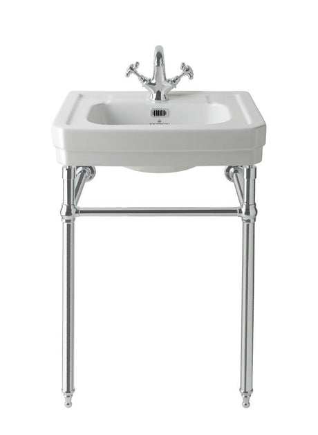 Launde Abbey Basin Stand Plain - Brushed Chrome - TAP 'N' SHOWER