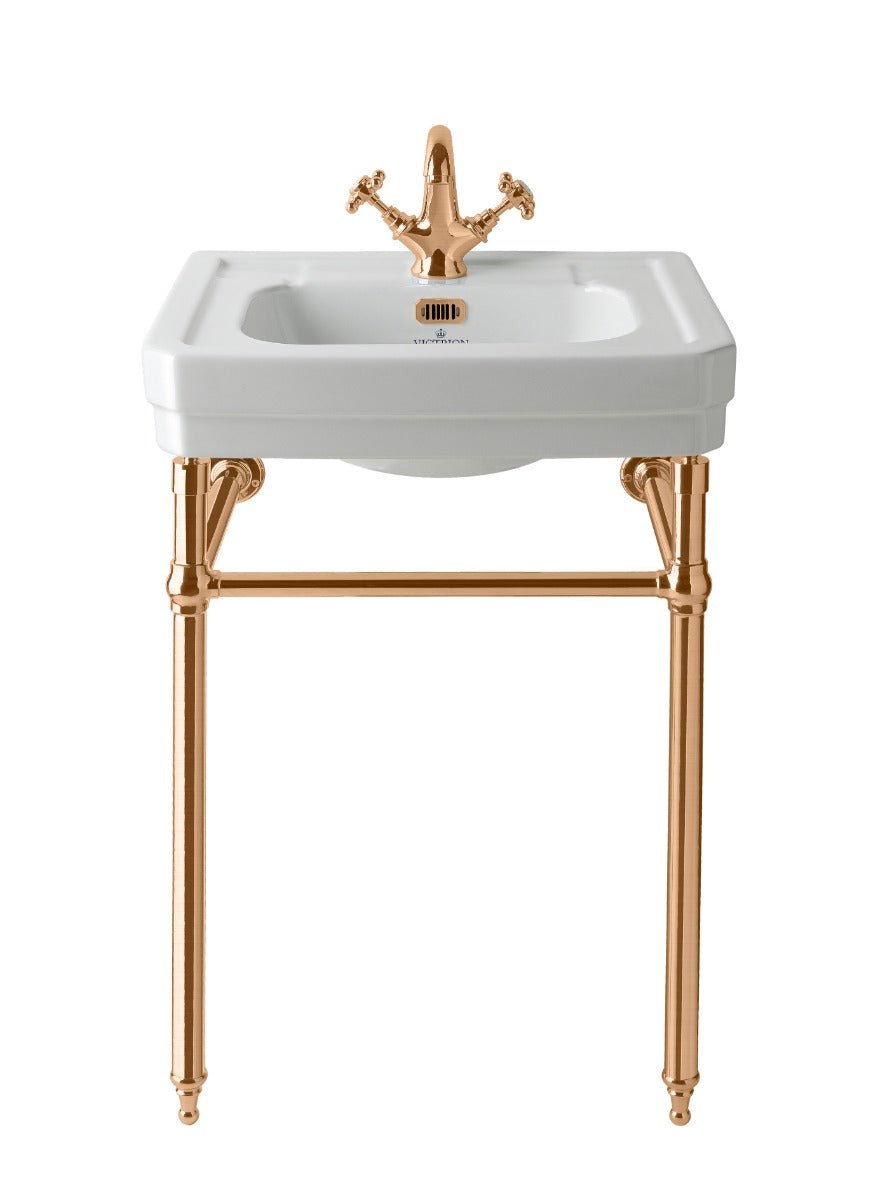 Launde Abbey Basin Stand Plain - Brushed Copper - TAP 'N' SHOWER