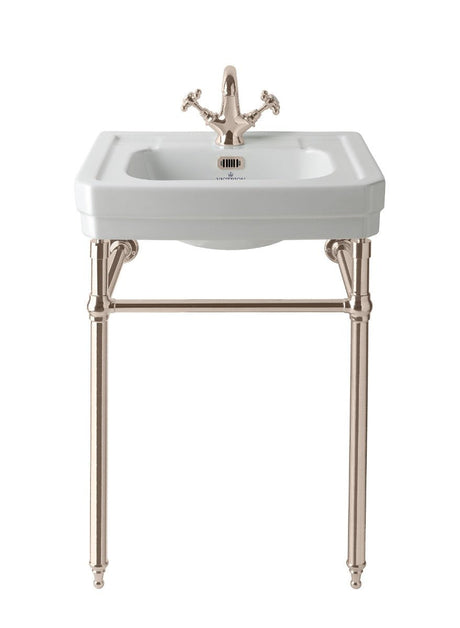 Launde Abbey Basin Stand Plain - Brushed Nickel - TAP 'N' SHOWER