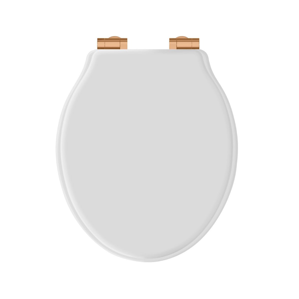 Launde Abbey Victrion White Matt Toilet Soft Close Seat - Brushed Gold - TAP 'N' SHOWER