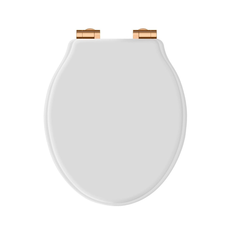 Launde Abbey Victrion White Matt Toilet Soft Close Seat - Copper - TAP 'N' SHOWER