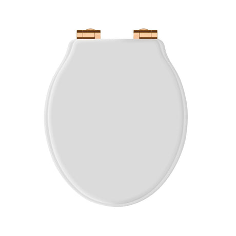 Launde Abbey Victrion White Matt Toilet Soft Close Seat - Copper - TAP 'N' SHOWER