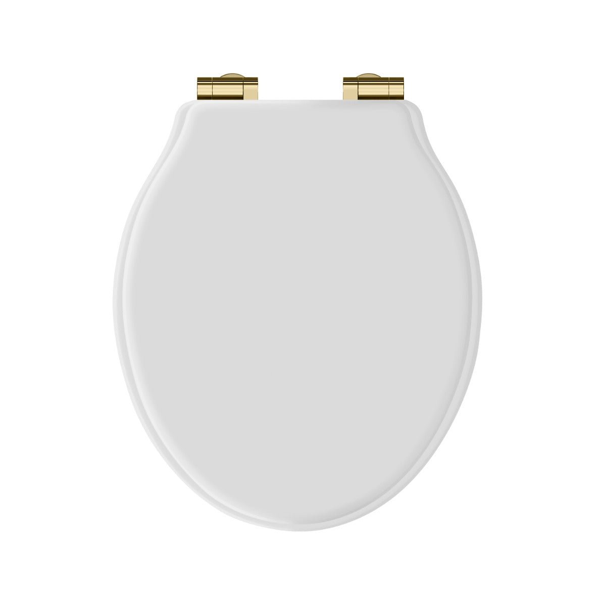 Launde Abbey Victrion White Matt Toilet Soft Close Seat - Gold - TAP 'N' SHOWER
