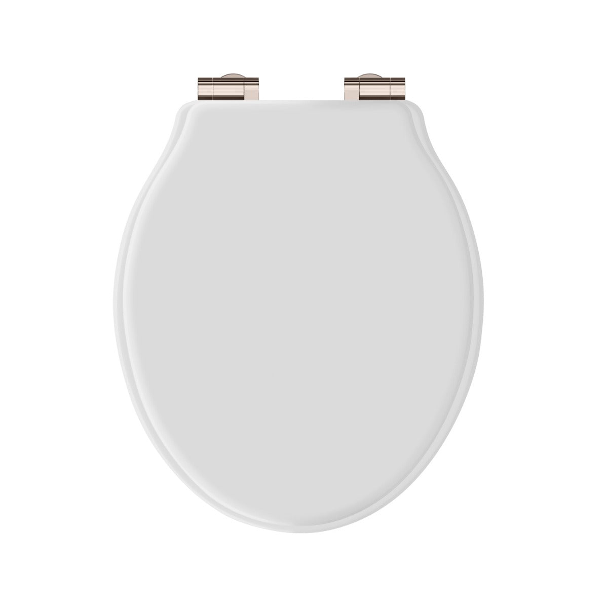Launde Abbey Victrion White Matt Toilet Soft Close Seat - Nickel - TAP 'N' SHOWER
