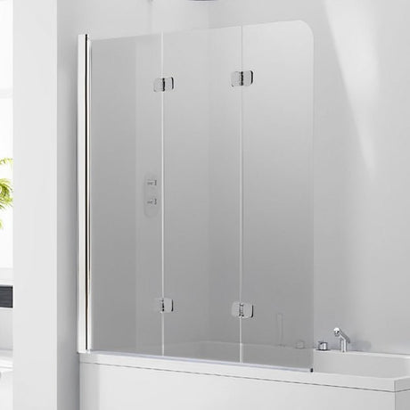 Frontline Aquaglass LH 3 Fold 6mm Glass Bath Screen 1400 x 1200mm - Clear - BE611628L - SMOKE - TAP 'N' SHOWER