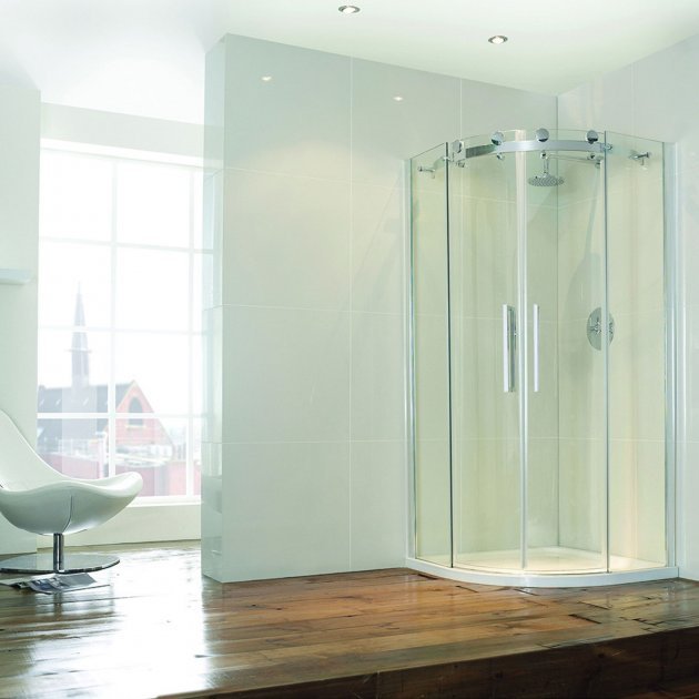 Frontline Aquaglass Frameless 2 Door Offset Quadrant 1200x900mm - Clear - BED9562LB - TAP 'N' SHOWER