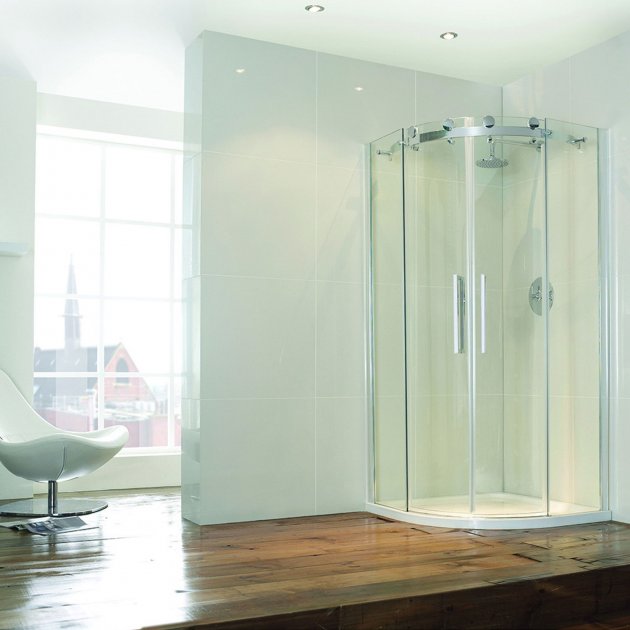 Frontline Aquaglass Frameless 1200x800mm 2 Door Offset Quadrant - Clear - BED9562B - 1280 - F - TAP 'N' SHOWER