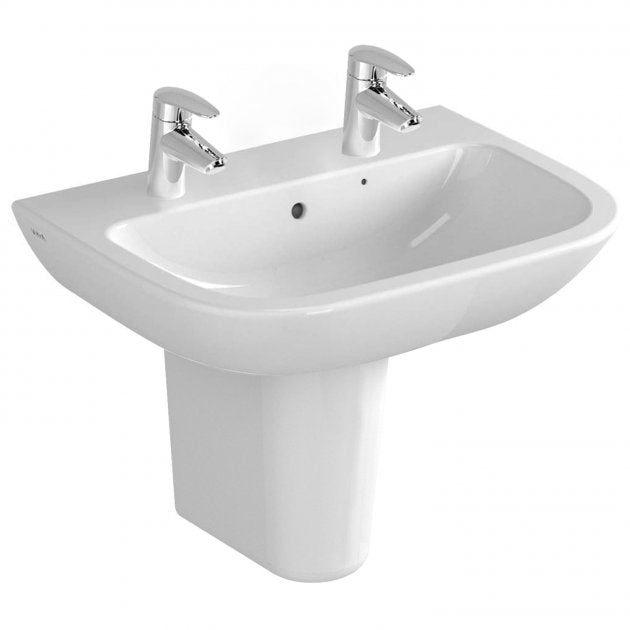 Vitra S20 2 Tap Hole Basin 600mm - White - 5503L003 - 0022 - TAP 'N' SHOWER