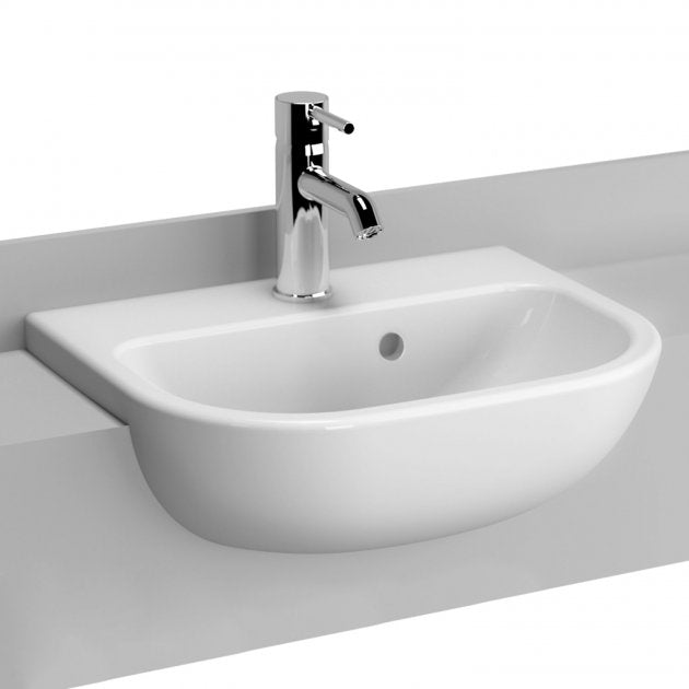 Vitra S20 Semi - Recessed Basin 1 Tap Hole 450mm - White - 5521B003 - 0001 - TAP 'N' SHOWER