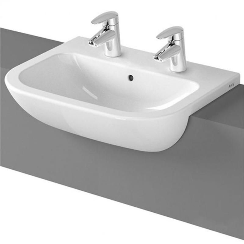Vitra S20 Semi Recessed Basin 2 Tap Hole 550mm - White - 5524B003 - 0022 - TAP 'N' SHOWER