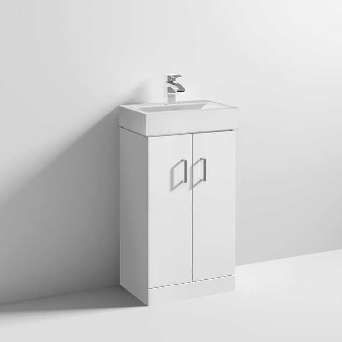 Nuie Floor Standing Mayford Vanity Unit with Basin 450mm Wide White -