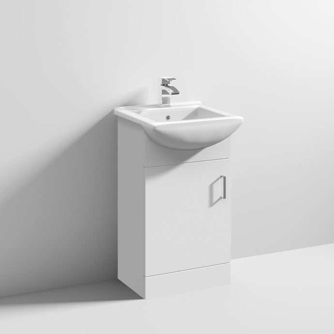 Nuie Mayford 1 - Door Bathroom Vanity Unit with 1 Tap Hole Basin 450mm Wide - VTM450 - TAP 'N' SHOWER