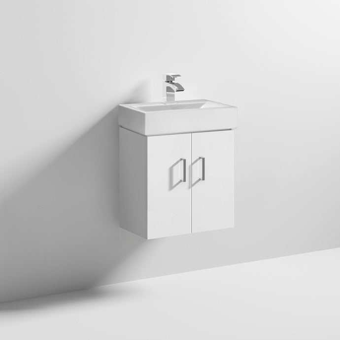 Nuie Mayford 1 Tap Hole Wall Hung Vanity Unit with Basin 450mm Wide White - VTWW450 - TAP 'N' SHOWER