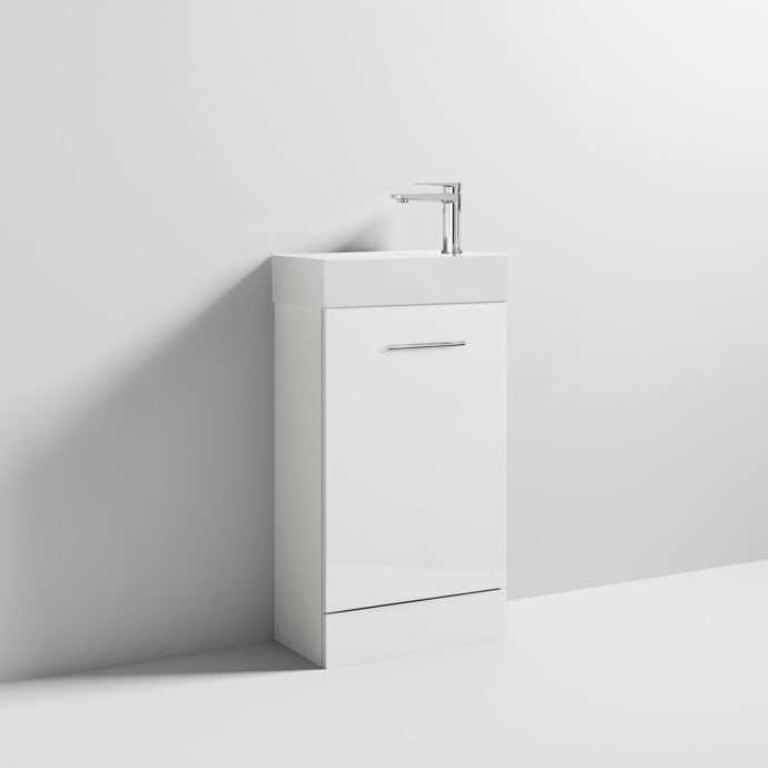 Nuie Mayford 1 Tap Hole Floor Standing Vanity Unit with Basin 480mm Wide White - VTY058