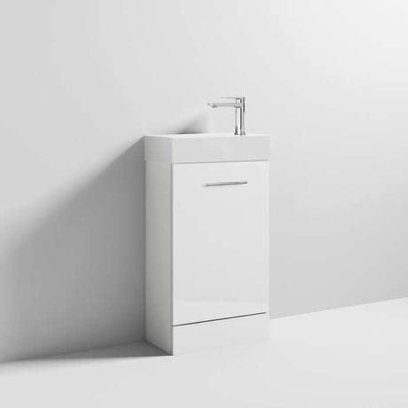 Nuie Mayford 1 Tap Hole Floor Standing Vanity Unit with Basin 480mm Wide White - VTY058