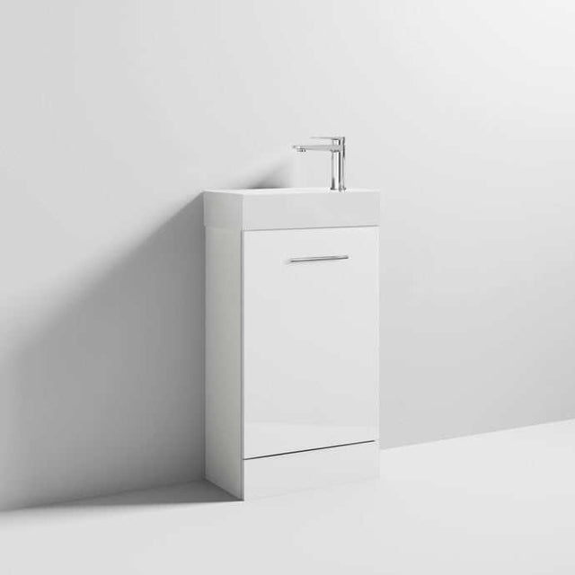 Nuie Mayford 1 Tap Hole Floor Standing Vanity Unit with Basin 480mm Wide White - VTY058