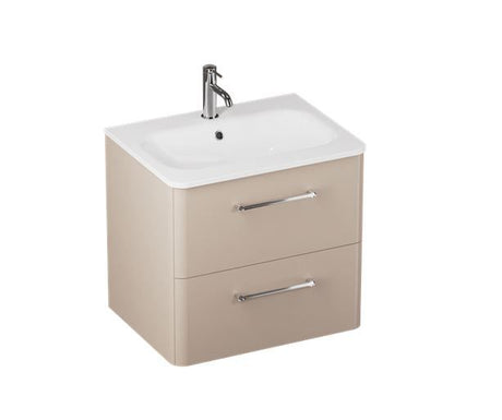 Britton Camberwell Wall Hung 2 - Drawer Vanity Unit 600mm - Warm Beige - C60DDM - TAP 'N' SHOWER