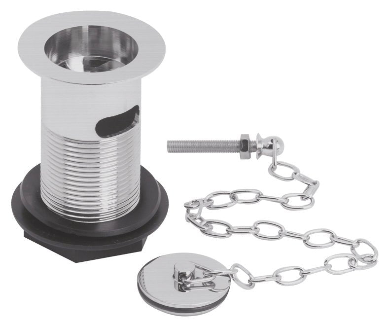 Launde Abbey Basin Waste with Plug and Link Chain - Brushed chrome - TAP 'N' SHOWER
