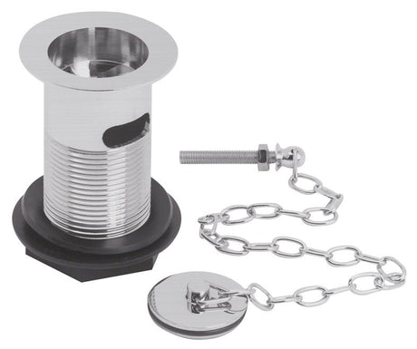 Launde Abbey Basin Waste with Plug and Link Chain - Brushed chrome - TAP 'N' SHOWER