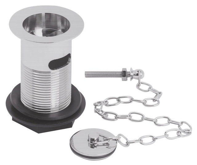 Launde Abbey Basin Waste with Plug and Link Chain - Brushed chrome - TAP 'N' SHOWER