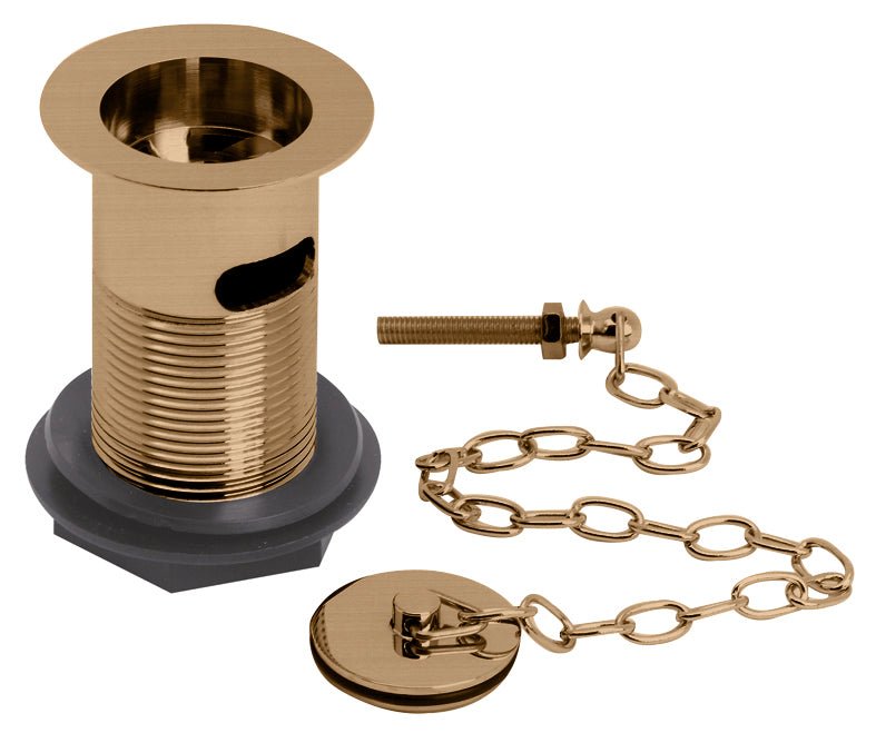 Launde Abbey Basin Waste with Plug and Link Chain - Brushed Copper - TAP 'N' SHOWER