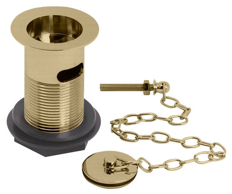 Launde Abbey Basin Waste with Plug and Link Chain - Brushed Gold - TAP 'N' SHOWER