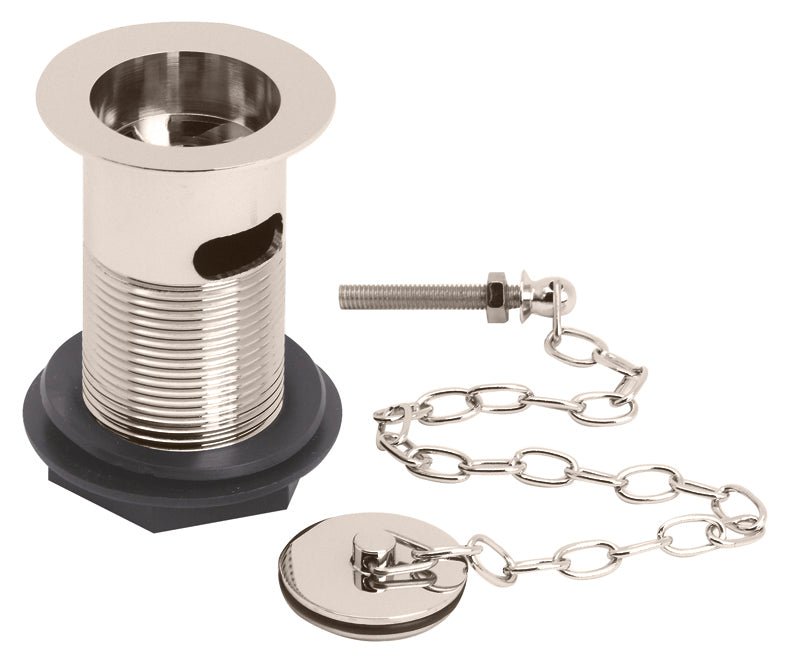 Launde Abbey Basin Waste with Plug and Link Chain - Nickel - TAP 'N' SHOWER