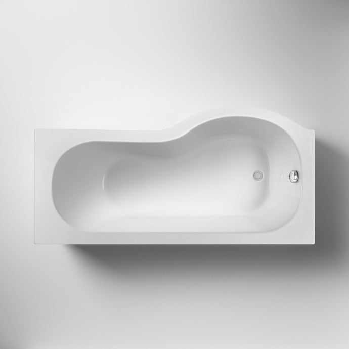Nuie Shower Baths White Contemporary 1600 x 850 P Shape Bath Left Hand - WBP1685L - TAP 'N' SHOWER