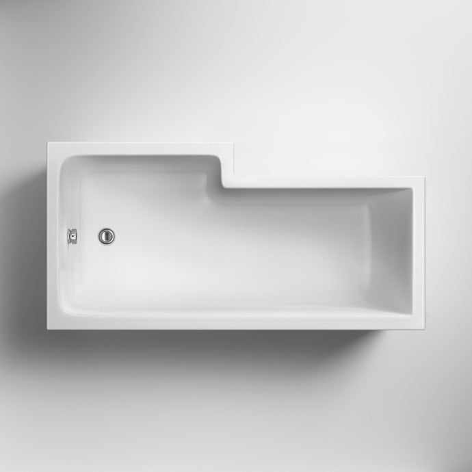 Nuie Shower Baths White Contemporary Square Bath Right Hand 1500x850 - WBS1585R - TAP 'N' SHOWER